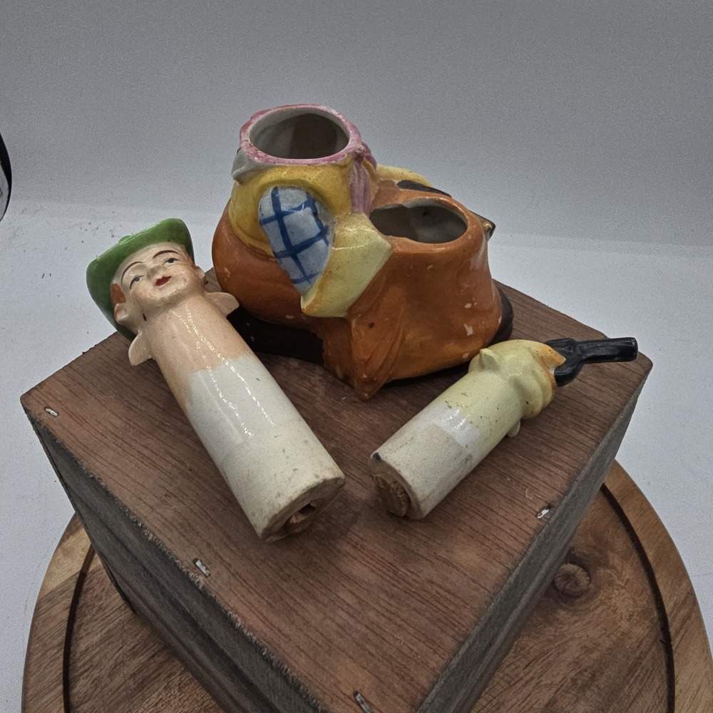 Rare Vintage Nodding Nodders Cowboy Kneeling Gun Salt Pepper Shakers Green Hat - Picture 4 of 6